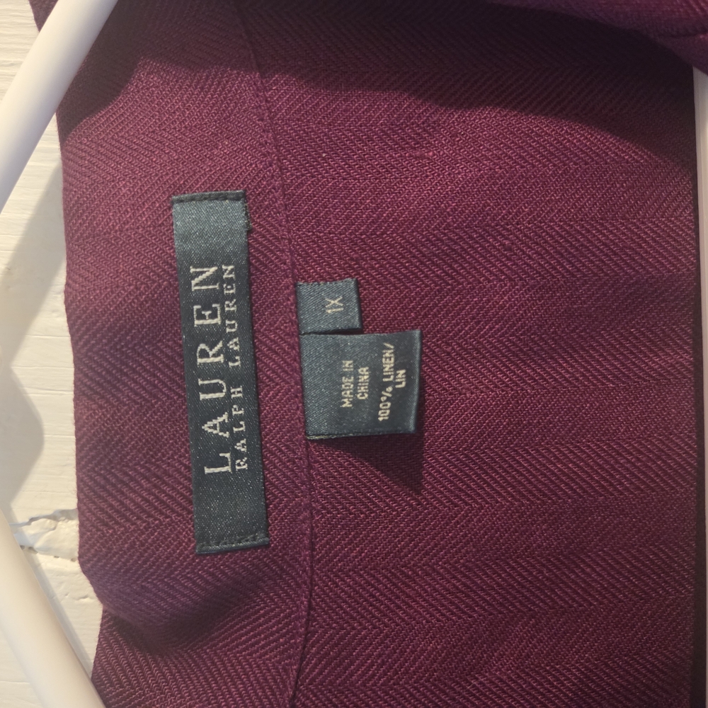 Ralph Lauren Rich Burgundy Shirt 3/4 sleeves - Picture 2 of 3